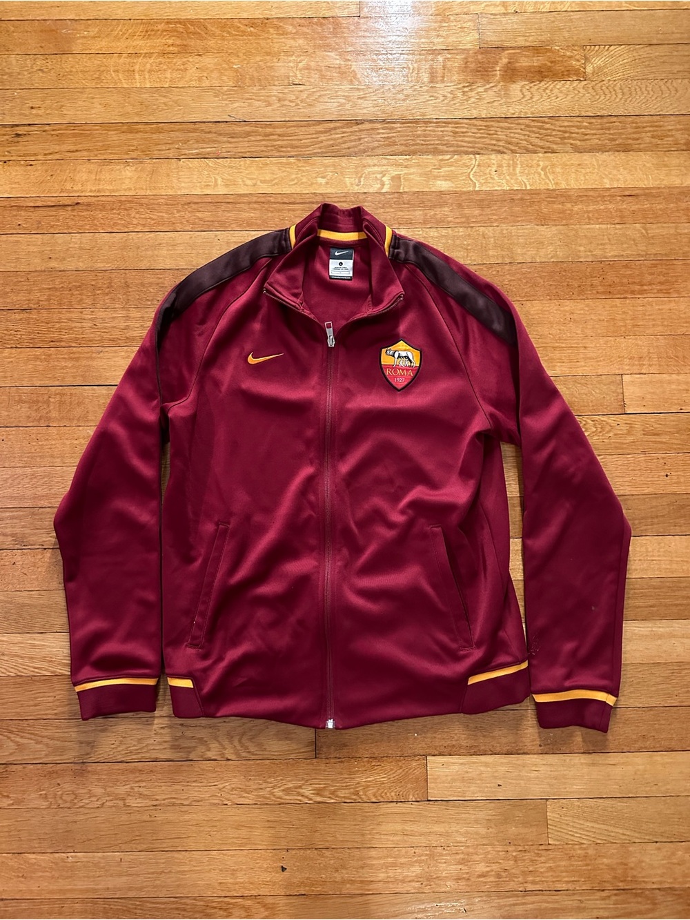 AS Roma Training Jacket With Zipped Red Nike Polyester Mens Size Large Italy